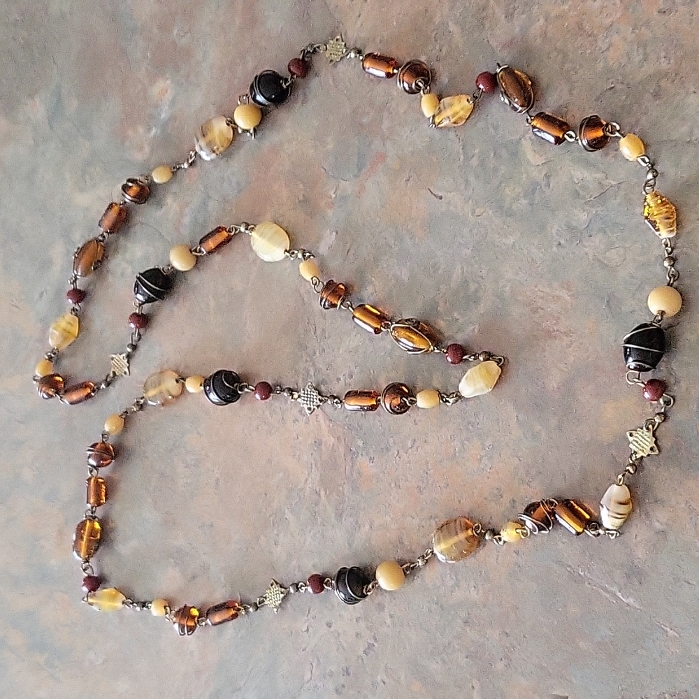 23" long glass beaded necklace